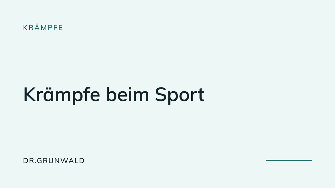 Artikel-Cover: Krämpfe beim Sport. Typografische Grafik aus dem Ratgeber von DR.GRUNWALD, Rubrik Krämpfe.