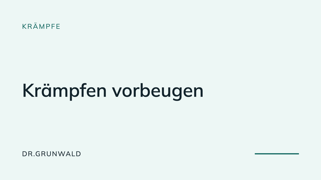 Artikel-Cover: Krämpfen vorbeugen. Typografische Grafik aus dem Ratgeber von DR.GRUNWALD, Rubrik Krämpfe.
