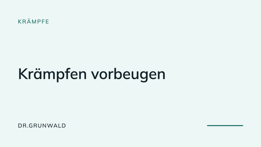 Artikel-Cover: Krämpfen vorbeugen. Typografische Grafik aus dem Ratgeber von DR.GRUNWALD, Rubrik Krämpfe.
